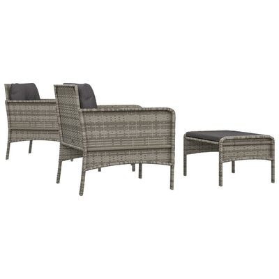 5 Piece Garden Lounge Set with Cushions Grey Poly Rattan