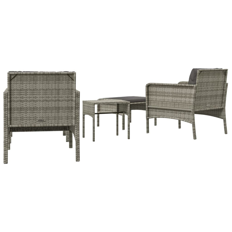 5 Piece Garden Lounge Set with Cushions Grey Poly Rattan