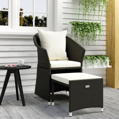 2 Piece Garden Lounge Set with Cushions Black Poly Rattan