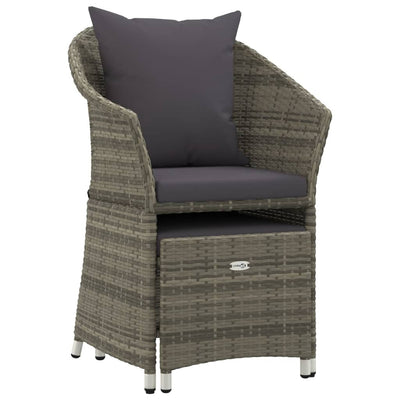 2 Piece Garden Lounge Set with Cushions Grey Poly Rattan