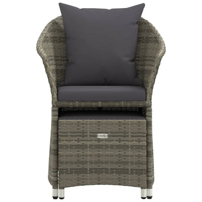 2 Piece Garden Lounge Set with Cushions Grey Poly Rattan