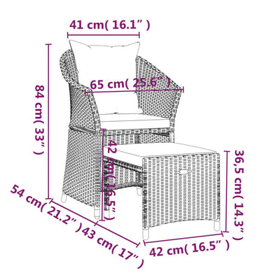 2 Piece Garden Lounge Set with Cushions Grey Poly Rattan