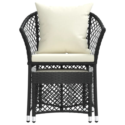 2 Piece Garden Lounge Set with Cushions Black Poly Rattan