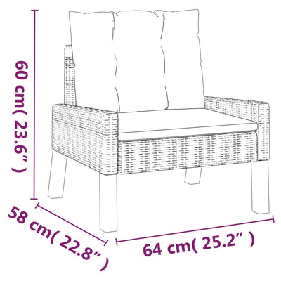 4 Piece Garden Lounge Set with Cushions Poly Rattan&Solid Wood