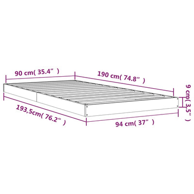 Bed Frame without Mattress 90x190 cm Solid Wood Pine