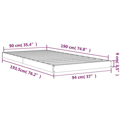 Bed Frame without Mattress White 90x190 cm Solid Wood Pine