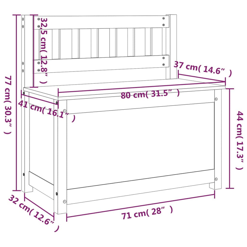 Bench White 80x41x77 cm Solid Wood Pine