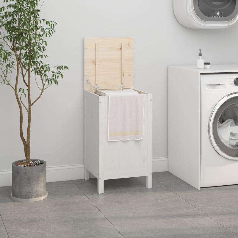 Laundry Box White 44x44x76 cm Solid Wood Pine