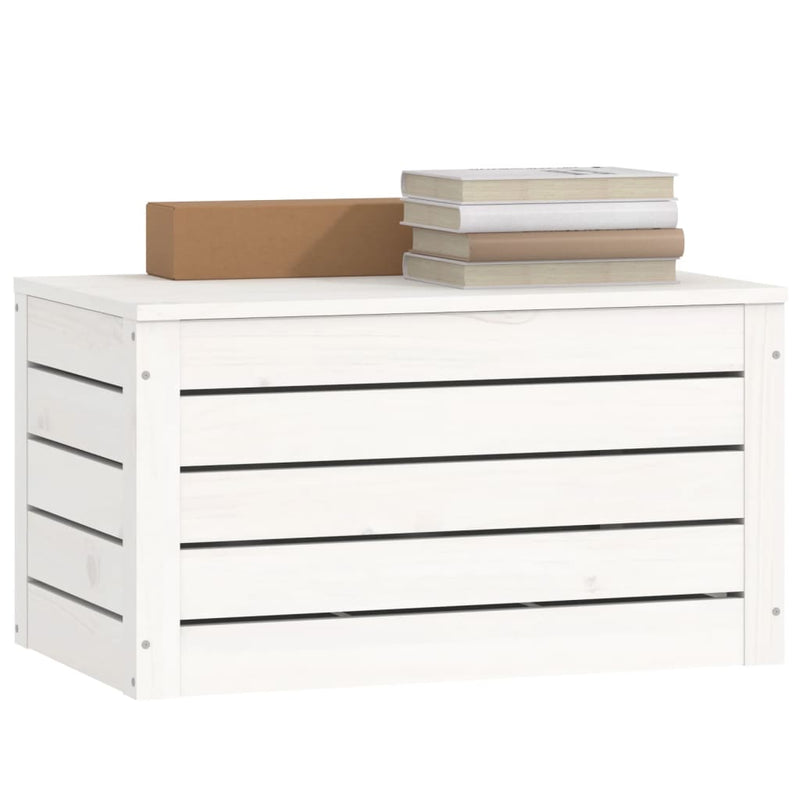 Storage Box White 59.5x36.5x33 cm Solid Wood Pine