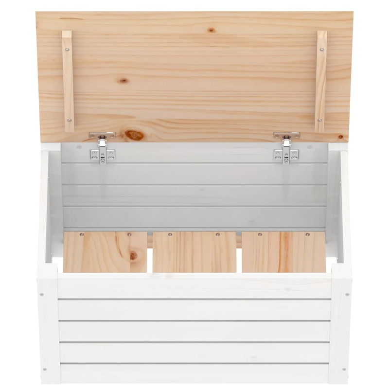 Storage Box White 59.5x36.5x33 cm Solid Wood Pine