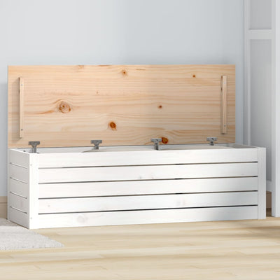 Storage Box White 109x36.5x33 cm Solid Wood Pine