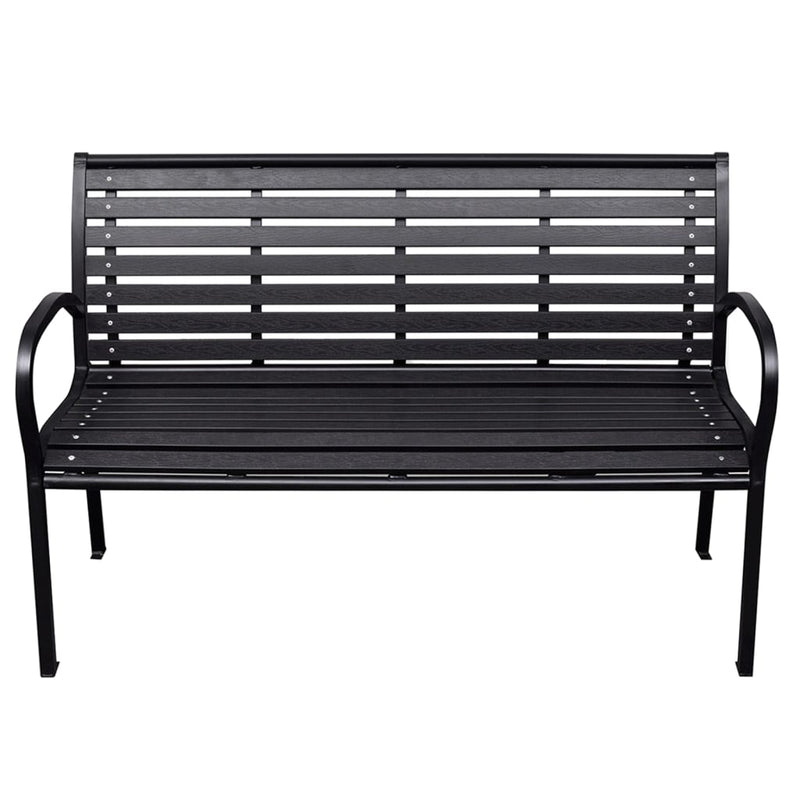 Garden Bench Black 116 cm Steel and WPC