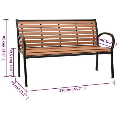 Garden Bench Black and Brown 116 cm Steel and WPC