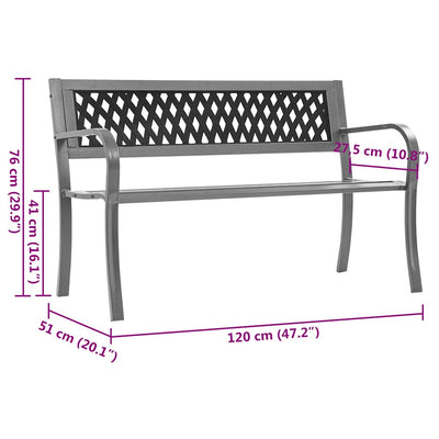 Garden Bench Black 120 cm Steel