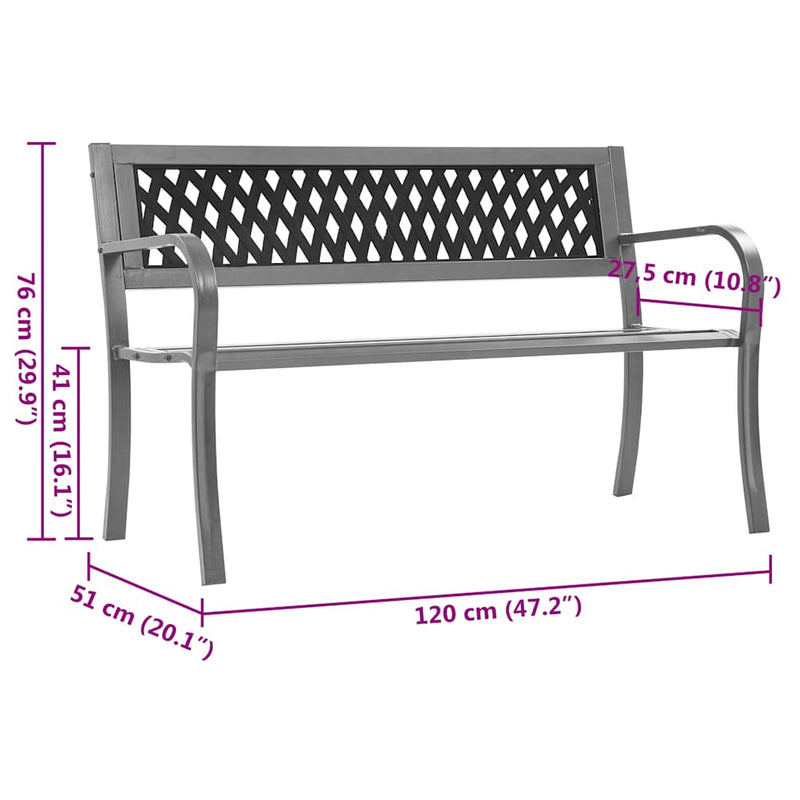 Garden Bench Black 120 cm Steel