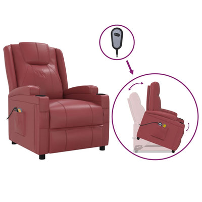 Stand up Massage Chair Wine Red Faux Leather