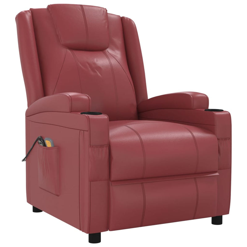 Stand up Massage Chair Wine Red Faux Leather