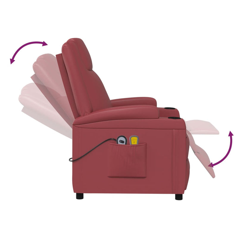 Stand up Massage Chair Wine Red Faux Leather