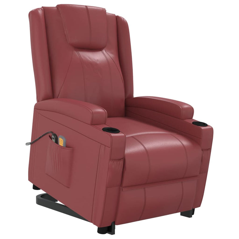 Stand up Massage Chair Wine Red Faux Leather