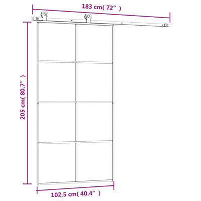 Sliding Door with Hardware Set 102.5x205 cm ESG Glass&Aluminium