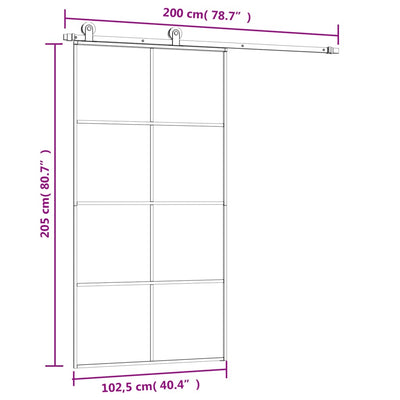 Sliding Door with Hardware Set 102.5x205 cm ESG Glass&Aluminium