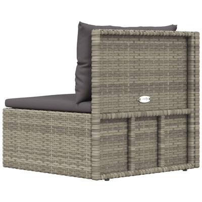 Garden Corner Sofa with Cushions Grey Poly Rattan