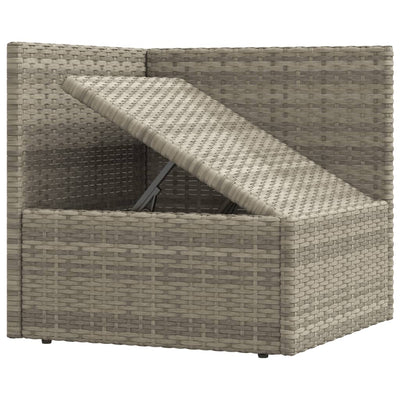 Garden Corner Sofa with Cushions Grey Poly Rattan