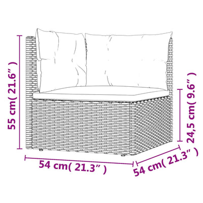 Garden Corner Sofa with Cushions Grey Poly Rattan