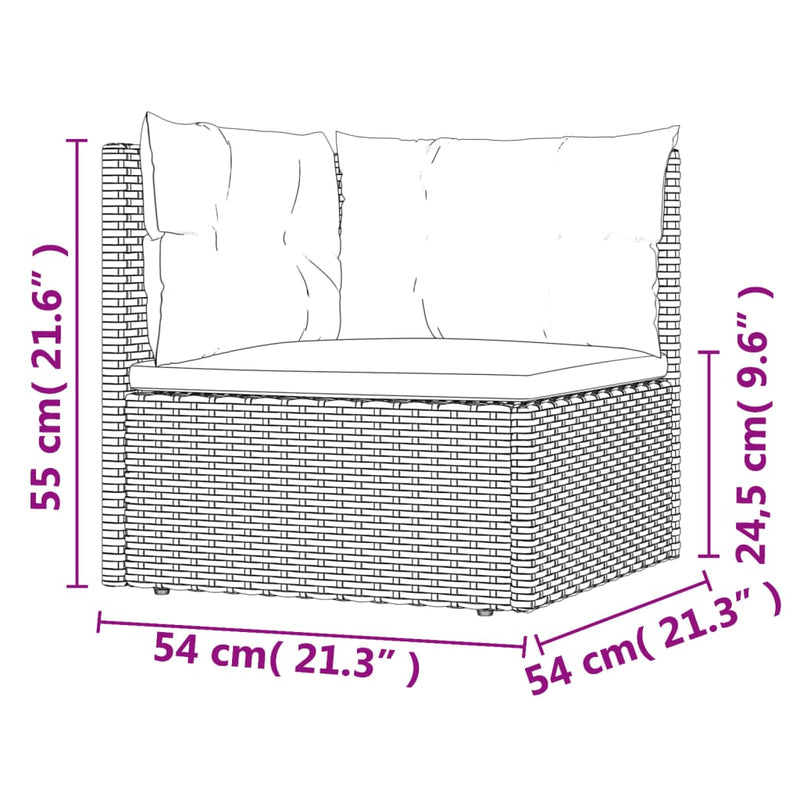 Garden Corner Sofa with Cushions Grey Poly Rattan