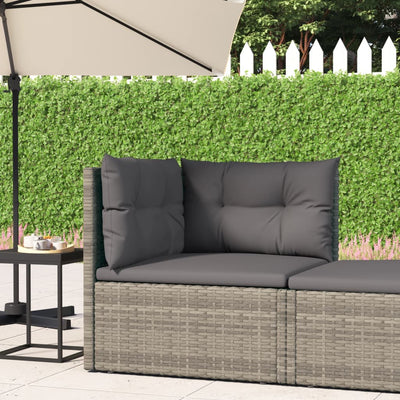 Garden Corner Sofa with Cushions Grey Poly Rattan