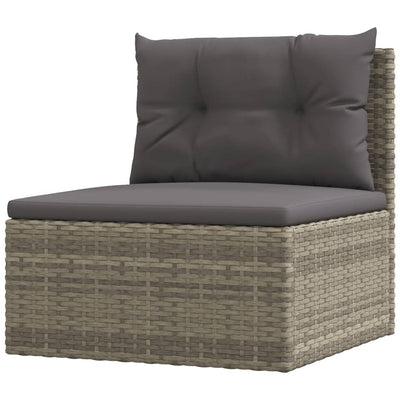 Garden Middle Sofa with Cushions Grey Poly Rattan