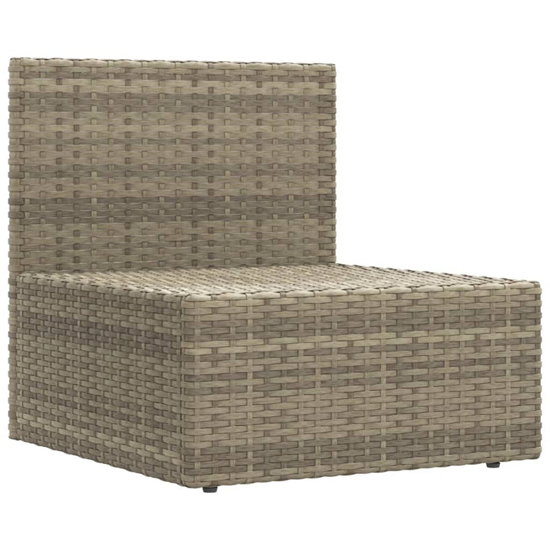 Garden Middle Sofa with Cushions Grey Poly Rattan