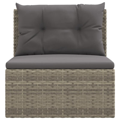 Garden Middle Sofa with Cushions Grey Poly Rattan