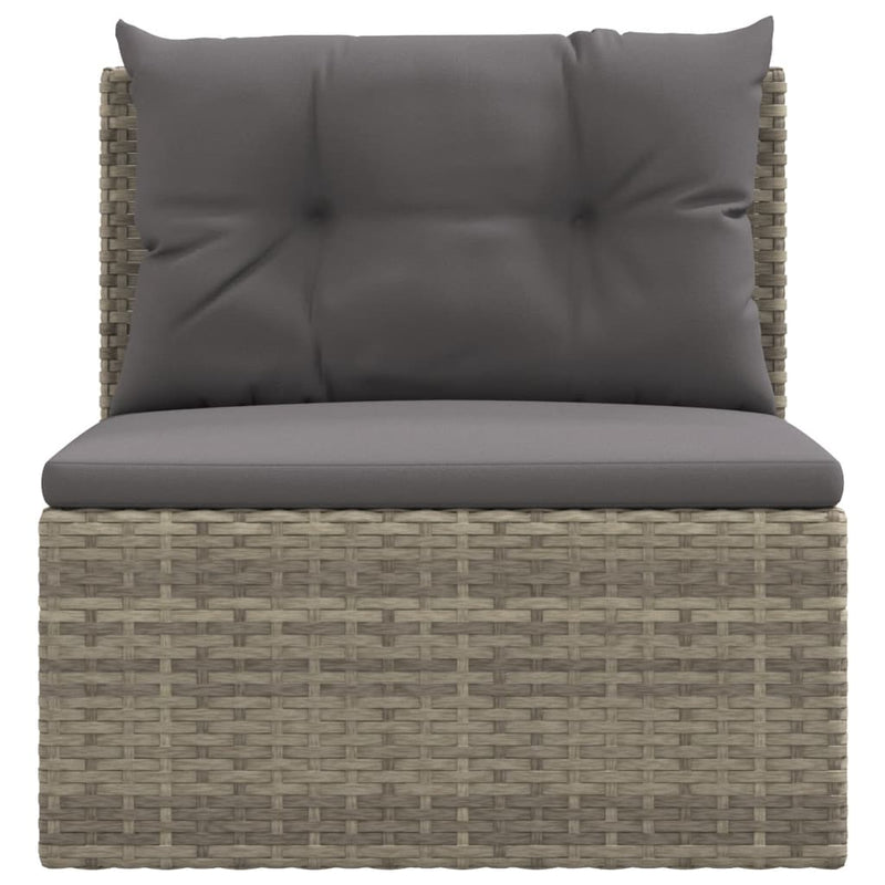 Garden Middle Sofa with Cushions Grey Poly Rattan