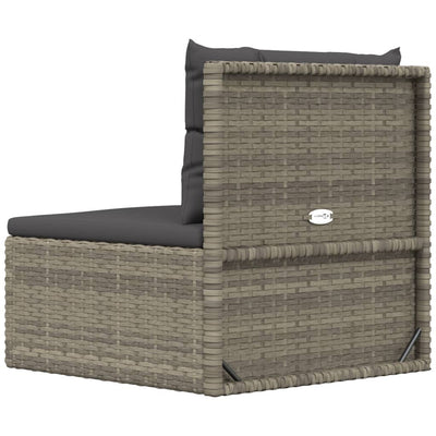 Garden Middle Sofa with Cushions Grey Poly Rattan