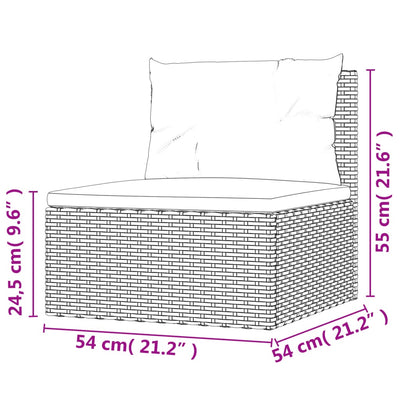 Garden Middle Sofa with Cushions Grey Poly Rattan