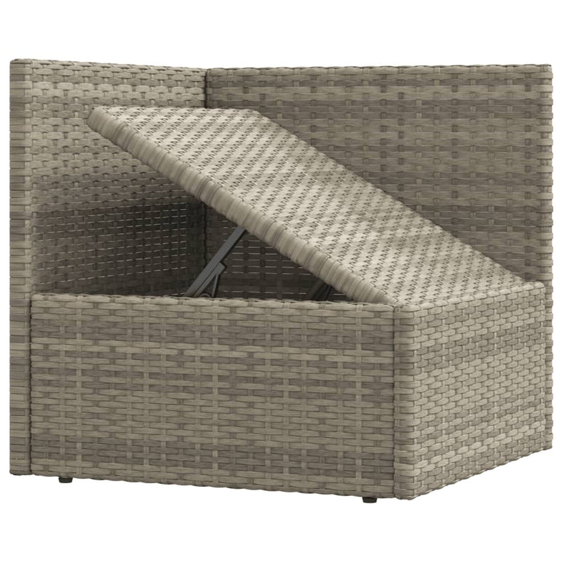 4 Piece Garden Lounge Set with Cushions Grey Poly Rattan