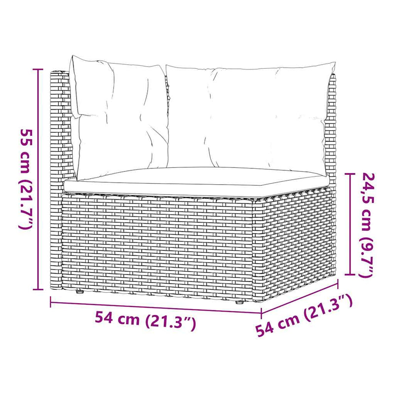 4 Piece Garden Lounge Set with Cushions Grey Poly Rattan