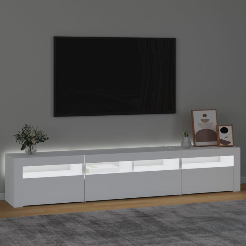 TV Cabinet with LED Lights White 210x35x40 cm