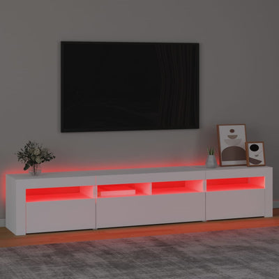 TV Cabinet with LED Lights White 210x35x40 cm