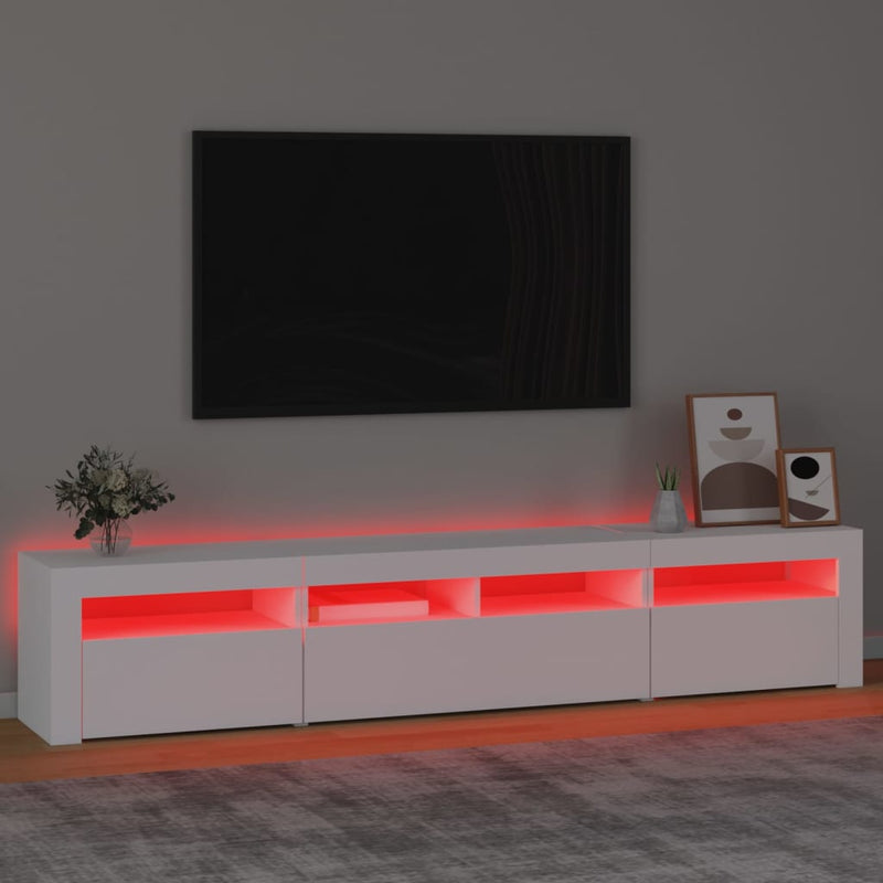 TV Cabinet with LED Lights White 210x35x40 cm