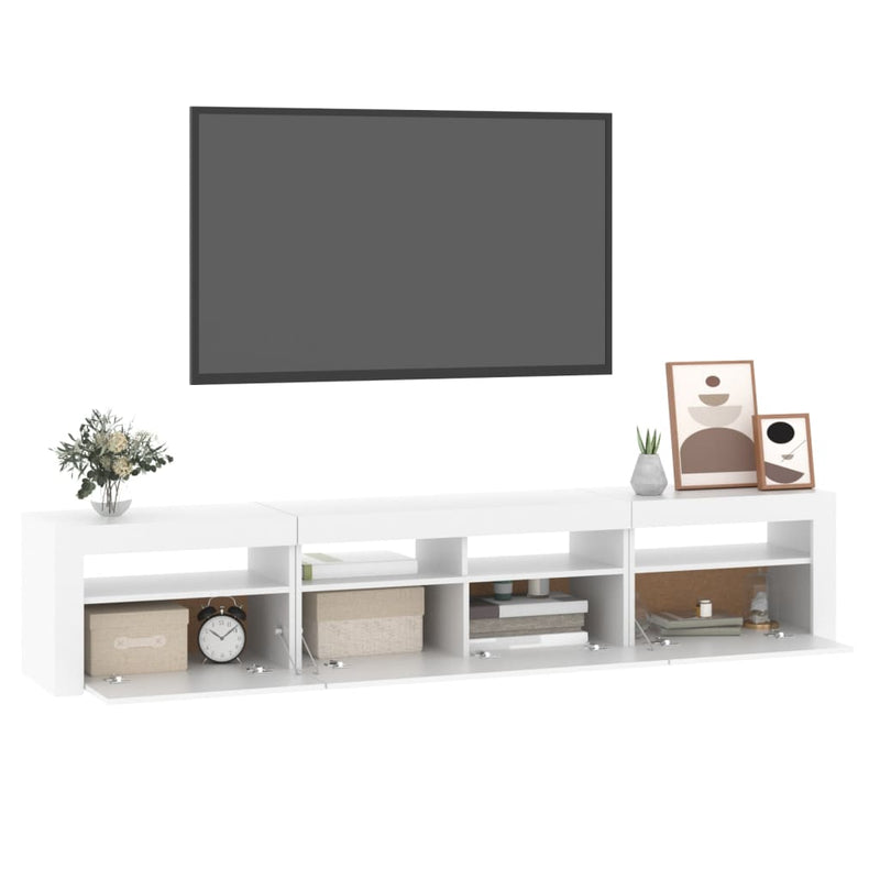 TV Cabinet with LED Lights White 210x35x40 cm