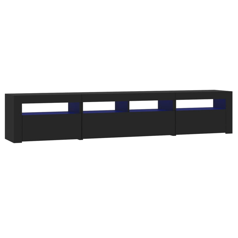 TV Cabinet with LED Lights Black 210x35x40 cm