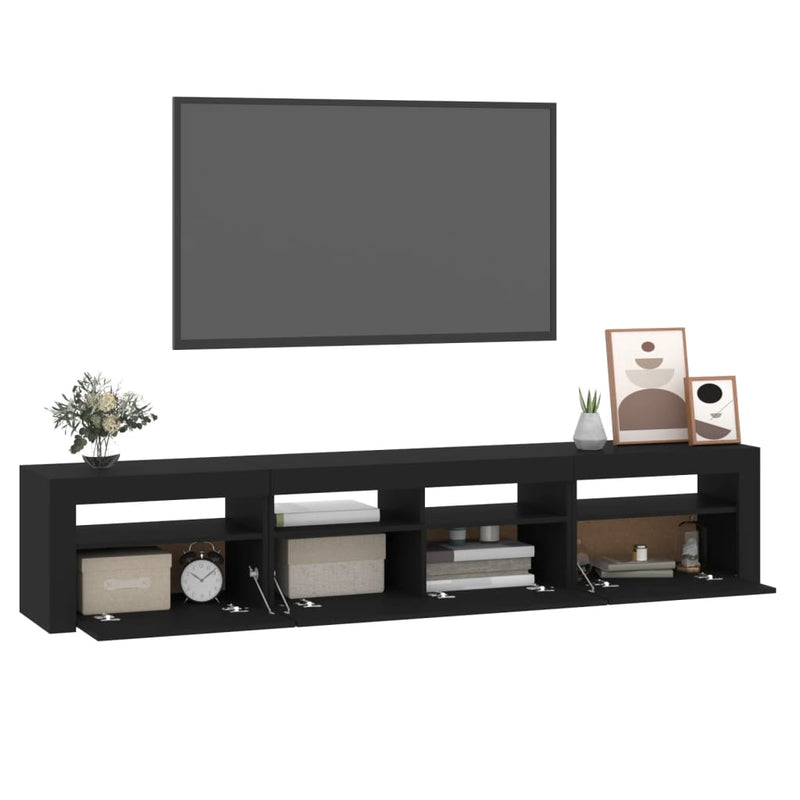 TV Cabinet with LED Lights Black 210x35x40 cm