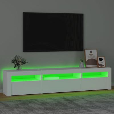 TV Cabinet with LED Lights White 195x35x40 cm