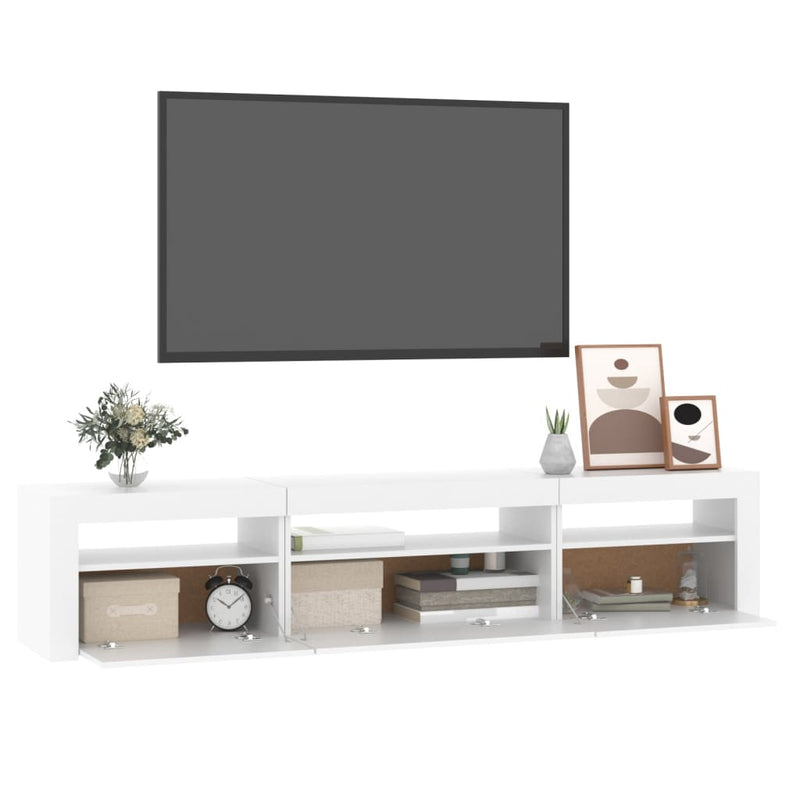 TV Cabinet with LED Lights White 195x35x40 cm