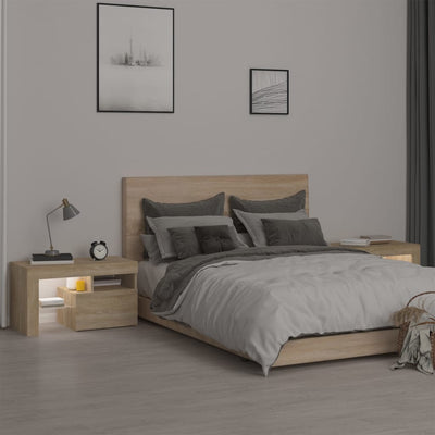 Bedside Cabinets 2 pcs with LED Lights Sonoma Oak 70x36.5x40 cm