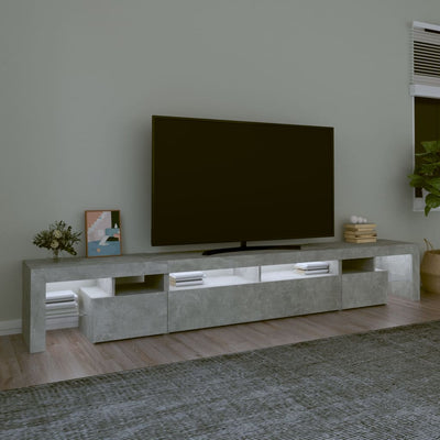 TV Cabinet with LED Lights Concrete Grey 260x36.5x40 cm