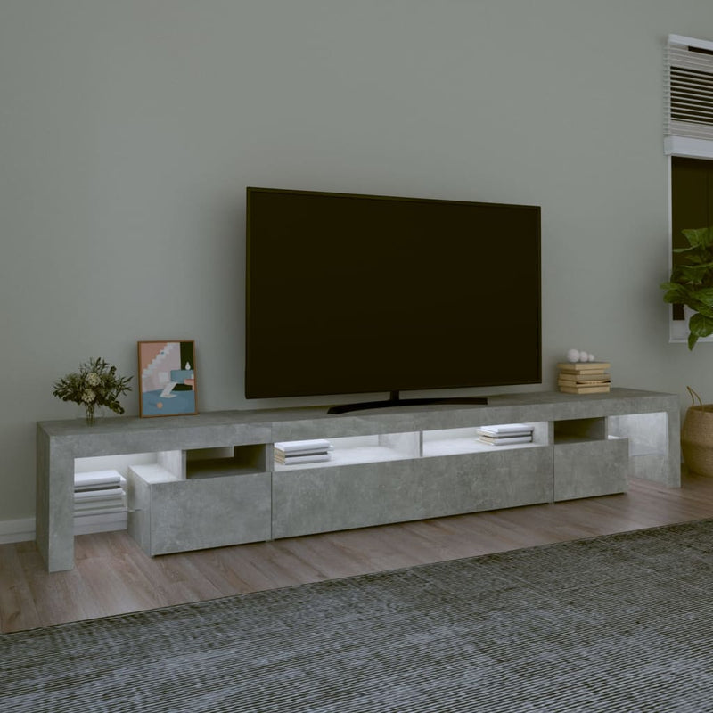 TV Cabinet with LED Lights Concrete Grey 260x36.5x40 cm