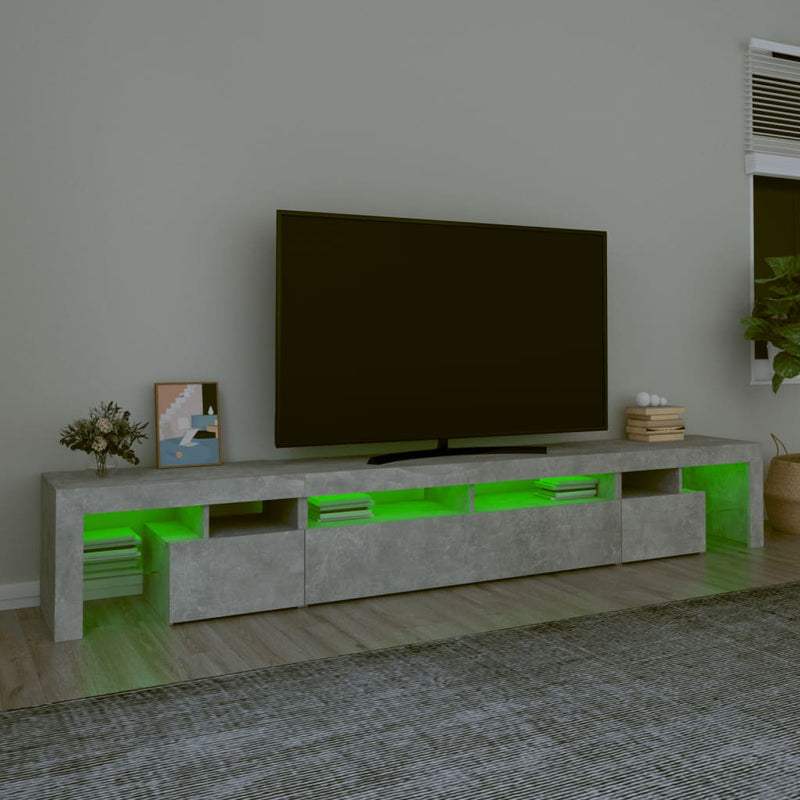 TV Cabinet with LED Lights Concrete Grey 260x36.5x40 cm